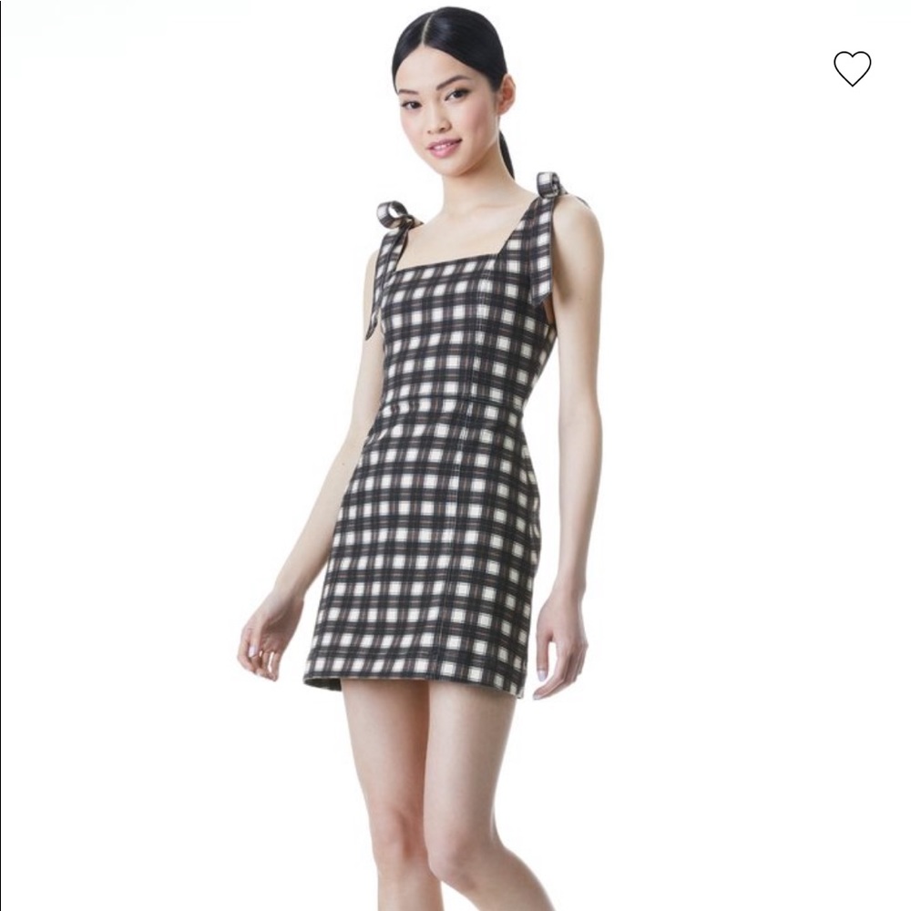 *NEW WITH TAGS* Alice + Olivia MaryAnn Plaid Tie Shoulder Mini Dress! Size 4